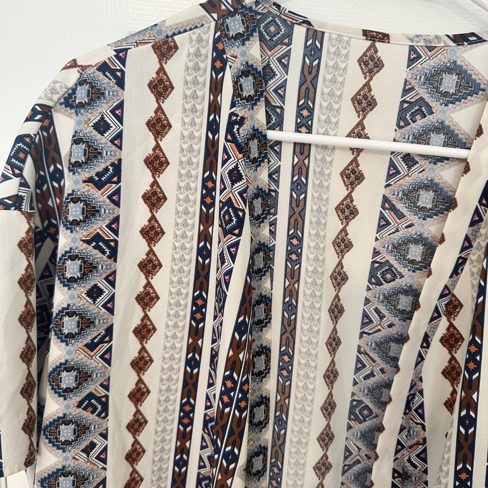 Geometric Patterned Open Cardigan - Picture 7 of 9